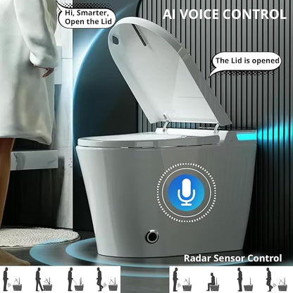 Electric Bidet Smart Toilet, Voice Control, Auto Open/Close Lid & Seat with Radar and Foot Sensor, Auto Flushing, 6 Modes Warm Water Wash, Dryer, Heated Seat, 20-year warranty. (TD-769EV)