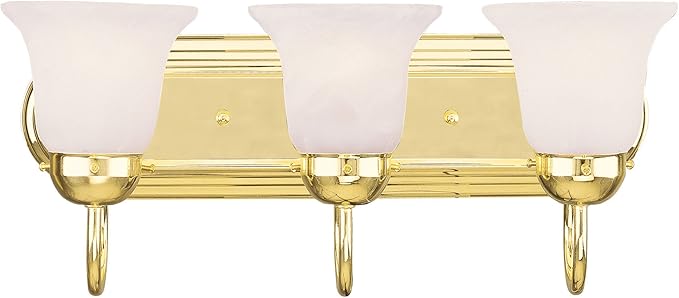 Livex Lighting 1073-02 Riviera 3-Light Bath Light, Polished Brass, 18 x 8 x 8