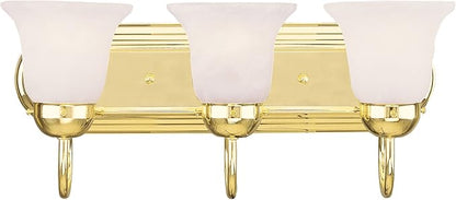 Livex Lighting 1073-02 Riviera 3-Light Bath Light, Polished Brass, 18 x 8 x 8