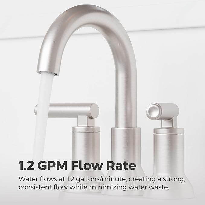 Pfister Capistrano Bathroom Sink Faucet, 4-Inch Centerset, 2-Handle, 3-Hole, NSF Certified, Spot Defense Brushed Nickel Finish, LF048CSOGS