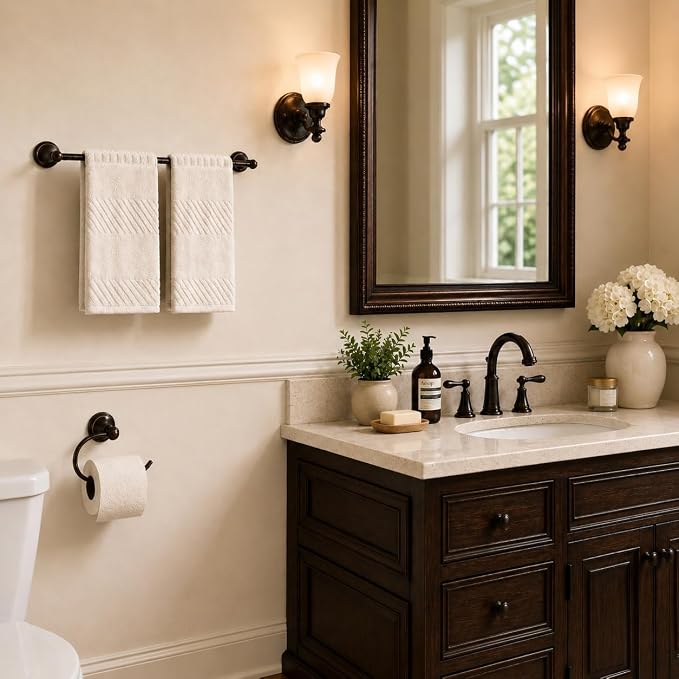 4-Piece Towel Bar Set, 24 Inch Towel Racks for Bathroom Wall Mounted in Oil Rubbed Bronze, SUS304 Stainless Steel Complete Bathroom Hardware