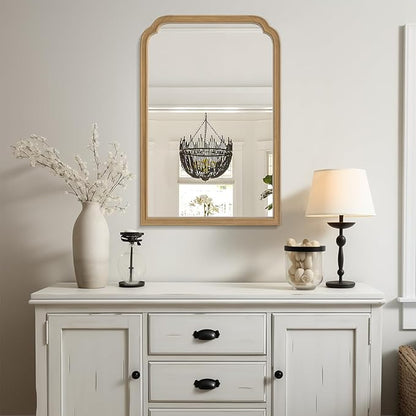 WallBeyond 24" x 36" Natural Wood Mirror for Wall Mounted, Rustic Wood Frame Wall Mirrors Decorative for Living Room or Bathroom Mirror (Natural Color)