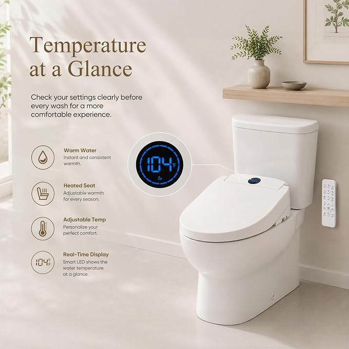 GAICOM Bidet Toilet Seat Elongated, Electric Smart Heated Toilet Seat | Instant Warm Water & Dryer, Multiple Cleaning Modes, Remote Control, Self-Clean Nozzle, Soft Closed, Night Light