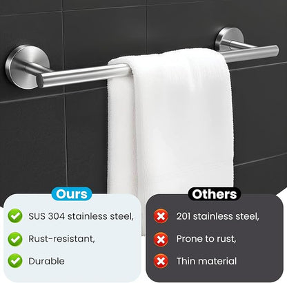 5 Piece Bathroom Accessories Set, Bathroom Hardware Set, Wall Mounted Thickened 304 Stainless Steel Towel Holder Sets, Includes 16" Towel Rod+Toilet Paper Holder+3 Multifunctional Hooks