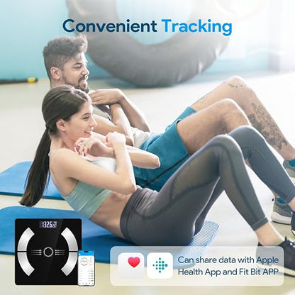 Smart Body Fat Scale Wireless Digital Weight Scale – Measures Body Composition: Body Fat Percentage, Muscle Mass, Water Percentage, and Bone Mass, Bluetooth Bathroom Scale for Home Use