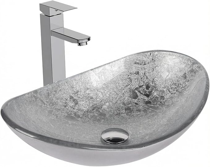 28 inch Natural Color Bathroom Vanity, Rustic Fixture Standing Pedestal Cabinet with Silver Boat Vessel Sink