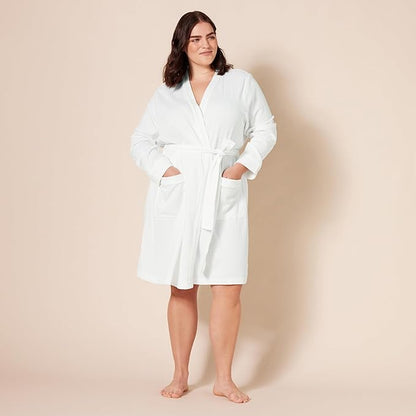 Amazon Essentials Women's Lightweight Cotton Waffle Mid-Length Bathrobe (Available in Plus Size)
