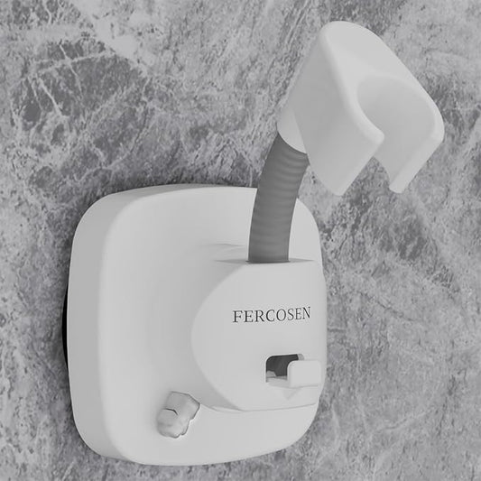 Shower Head Holder with Suction | 360° Swivel | White | Tool-free install in seconds, 360° swivel head, 10kg built-in storage hook, removable, rust-resistant, strong suction grip