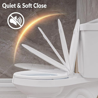Left Hand Bidet Toilet Seat Non-Electric,Fits Elongated Toilets - Soft Close Lid,Quick-Release for Easy Cleaning - Dual Nozzle System with Self Cleaning,Adjustable Water Pressure