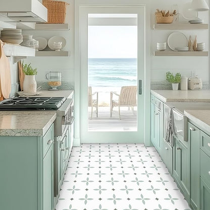 MORCART Peel and Stick Floor Tile Star Waterproof Vinyl Flooring DIY for Bathroom, Kitchen, Fireplace, Pet House, Stairs, Bedrooms, Wall, Store(20PCS,7.87" x 7.87",Light Green+Dark Green+White)