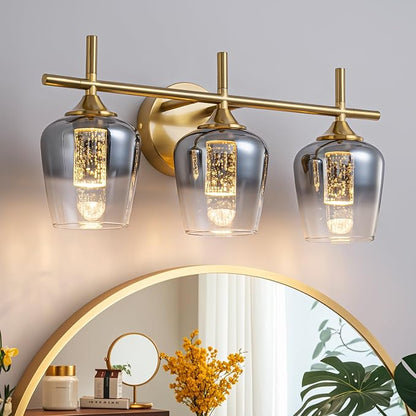 foucasal 3-Light LED Vanity Light for Bathroom, Dimmable 2700K-6000K | Bathroom Vanity Light Fixtures Over Mirror, Modern LED Lighting Fixtures for Living Rooms, Hallways, Bedroom