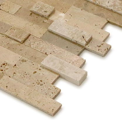 SUNWINGS 5-Sheet Peel and Stick Mosaic Natural 3D Stone Self Adhesive Marble Tiles, 11.5" x 10.7" Stick on Backsplash for Kitchen Bathroom Fireplace Vanity, Beige