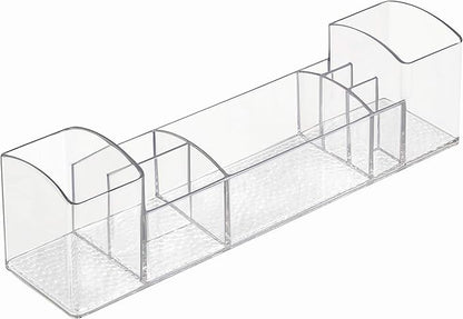 iDesign 43030 Med+ 12" Plastic Divided Vanity Medication and Bathroom Accessory, 12" x 3" x 3.5", Multi-Level Organizer