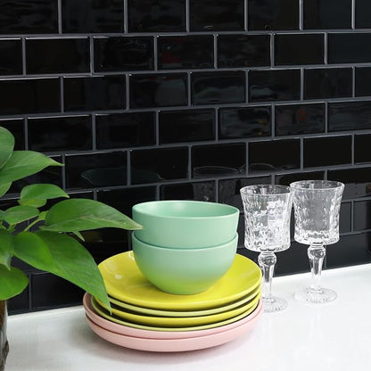 STICKGOO Subway Tile Peel and Stick Backsplash, Thicker Design 12" x 12" Stick on Backsplash Tiles for Kitchen, Bathroom, Wall Tile (10 Sheets, Black with Grey Grout)