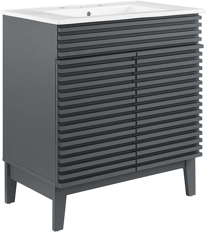Modway Render 30" Bathroom Vanity with Sink in Gray White