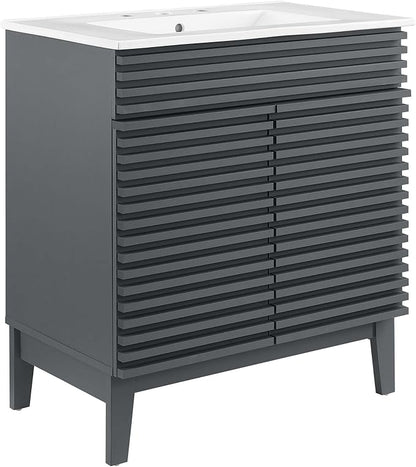 Modway Render 30" Bathroom Vanity with Sink in Gray White