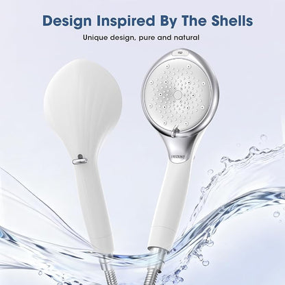 Filtered Shower Head with Handheld, 8 Spray Modes, Silver White | 80" Long Stainless Hose, Built-in Power Wash, Water Softener Filter Beads for Hard Water - Remove Chlorine, Reduce Dry Skin