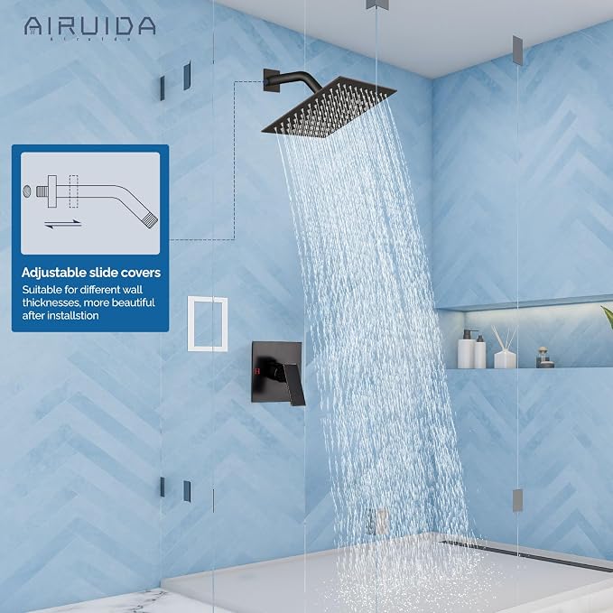 Airuida Shower Faucet Set,8 Inch Shower Valve Kit,Oil Rubbed Bronze | Male Threads,Rough-in Valve Shower Trim Kit,Single Handle Control Shower Set