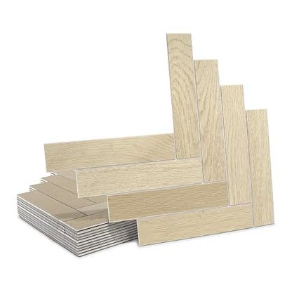 12-Pack Peel and Stick Floor Tile, 10.8" x 9.3" Herringbone SPC Self-Adhesive Luxury Vinyl Flooring, Wood-Look Groutable Backsplash Tile for Kitchen Bathroom, Natural Oak, Covers 8.4 Sq. Ft.