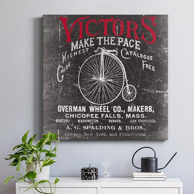 Renditions Gallery Antique Bicycle Wall Art, Premium Gallery Wrapped Canvas Decor, Ready to Hang, 24 in H x 24 in W, Made in America Print