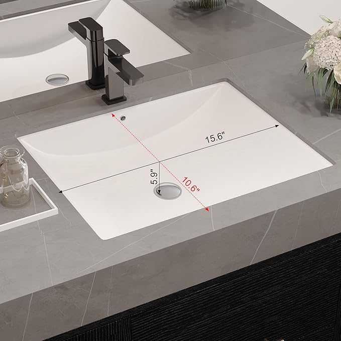 40 inch Modern Floating Bathroom Vanity with Sink, Wall Mounted Bathroom Cabinet with Ceramic Sink, Grey Sintered Stone Countertop, 2 Soft Closing Drawers & 2 Storage Cabinet, Gold Handle, Black