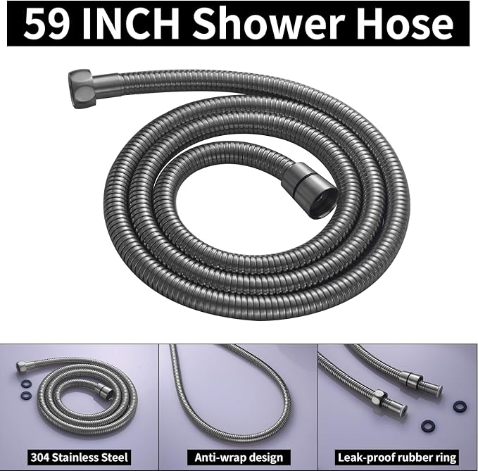 AYIVG Brushed Nickel Finish Round Brass 2 In 1 Function High Pressure Handheld Shower Head Sprayer Hand Shower Wand with 59 Inch Hose For Bathroom Shower System