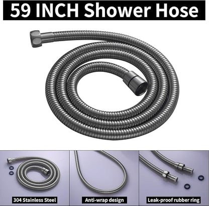 AYIVG Brushed Nickel Finish Round Brass 2 In 1 Function High Pressure Handheld Shower Head Sprayer Hand Shower Wand with 59 Inch Hose For Bathroom Shower System