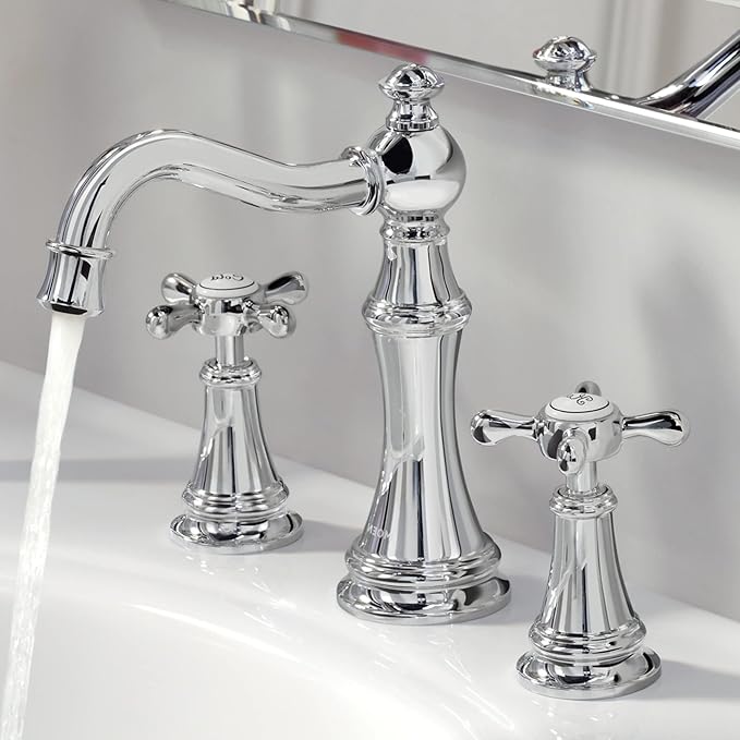 Moen Weymouth Chrome Two-Handle Widespread Cross Handle Bathroom Faucet Trim Set, Valve Required, TS42114