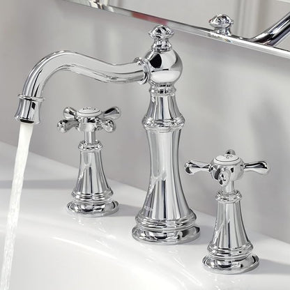 Moen Weymouth Chrome Two-Handle Widespread Cross Handle Bathroom Faucet Trim Set, Valve Required, TS42114