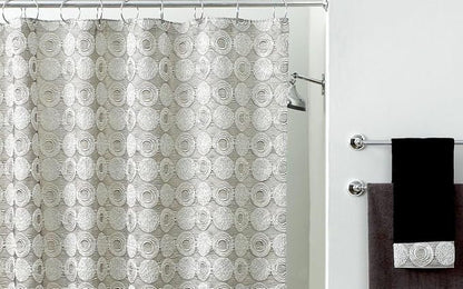Avanti Linens - Fabric Shower Curtain, Stylish Bathroom Decor (Galaxy Collection, Silver)