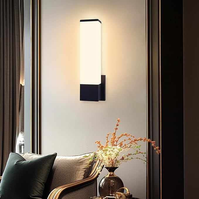 Kalium 14in Modern Wall Sconces, Dimmable Bathroom Vanity Lights, 3000K Warm White LED Indoor Sconces Lighting for Bathroom, Stairs, Living Room, Bedroom. Hardwired.