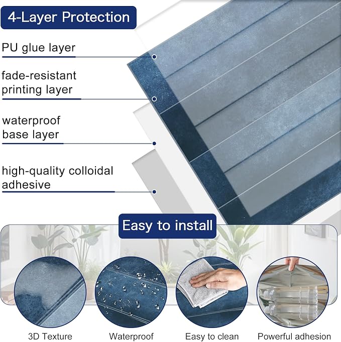 MORCART 2026 New Peel and Stick Backsplash, 20PCS 11.8"x11.8",Deep Sea Blue | 3D Adhesive Waterproof Wall Tiles for Kitchen, Bathroom, Living Room, Laundry Room, Subway Tiles