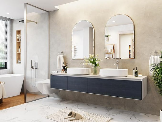 Frameless Bathroom Mirror, 28" x 42" Arched Vanity Mirror for wall Beveled, Arch Wall Mounted Mirror for Bedroom, Entryways, Over Sink
