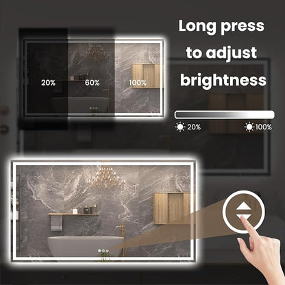 Snowdool 72 x 36 in LED Bathroom Mirror, Front and Backlit, Anti-Fog | Front and Backlit, 3 Color Temperatures, Anti-Fog, Tempered Glass