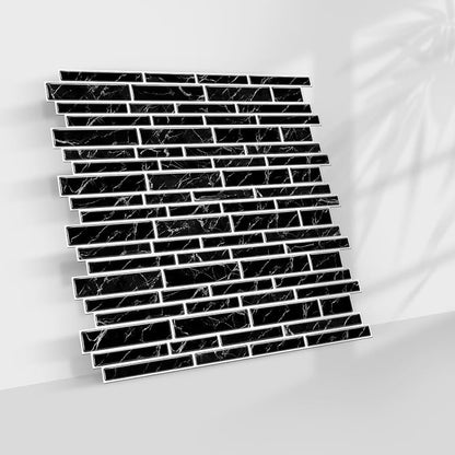 Alwayspon 10 Sheets 12" x12inch Black Marble Effect Vinyl Tiles, Backsplash, Self-Adhesive Peel and Stick Wall Tile Stickers, Stick on Subway Tiles for Kitchen Bathroom Wall Decor