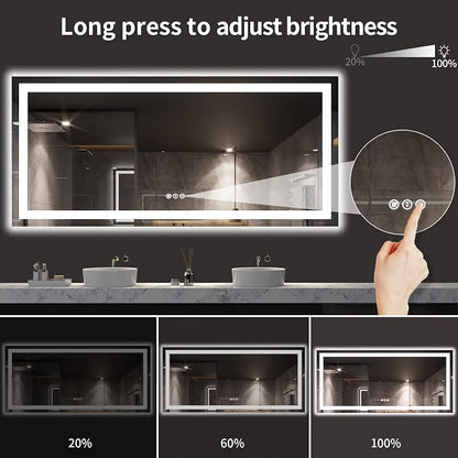 LOAAO 77X36 LED Bathroom Mirror with Lights, UL Listed | Anti-Fog, Dimmable, 3 Color Temperature, Backlit + Front Lit, Memory Function, Tempered Glass