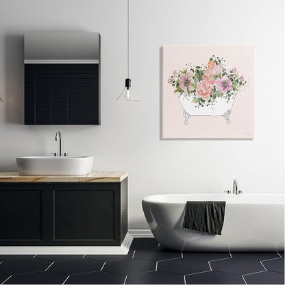 Mixed Flower Bathtub Planter Still Life, 30 x 30 Inch Canvas Wall Art | Stupell Industries · By Cindy Jacobs · Ready to hang · Shabby chic farmhouse charm · Made in USA
