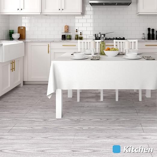 Art3d 60 Sq.ft Peel and Stick Floor Tiles, 40Pcs Luxury Vinyl Plank Flooring Wood Look, Adhesive and Waterproof Tile Sticker for Bedroom, Living Room, Kitchen, Light Gray