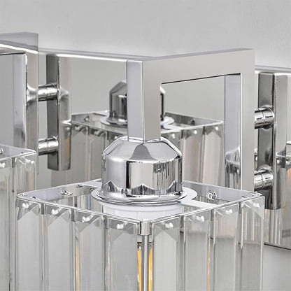 Modern Bathroom Vanity Light 5-Lights Chrome Crystal Wall Lamp Bathroom Modern Crystal Vanity Lighting