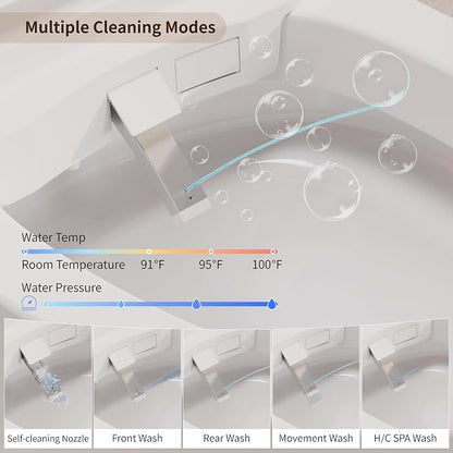 Luxury Smart Toilet, Bidet Toilet with ADA Chair Height, Auto Open/Close, 1000 Gram MaP Auto Flush, Warm Water/Dryer, Deodorization, Elongated Heated Seat, Smart Toilet with Bidet Built in | MAP 1000g Auto-Flush, Hot & Cold Bubble Spa Wash, ADA Height ...