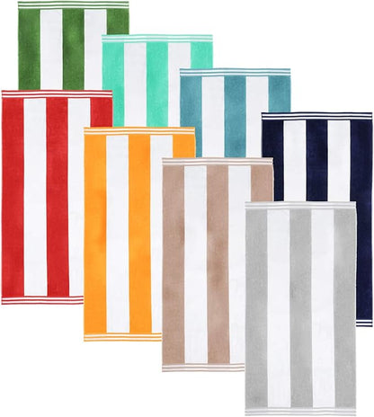 Superior Cotton Nautical Stripe Beach Towels, Colorful Towels for Adult, Kid, Pool, Swimming, Sand, Travel, Large Oversized, Absorbent, Fast Drying, Bath Basics, Cabana Collection, 1 Piece, Red