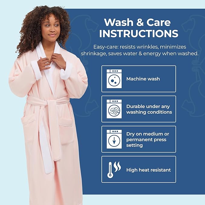 MONARCH Unisex Plush Lined Microfiber Bath Robe - Soft Shell with Polyester Lining, Resort-Grade Hotel & Spa Robe with Pocket
