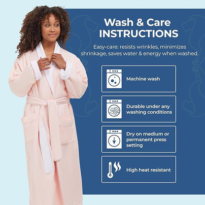 MONARCH Unisex Plush Lined Microfiber Bath Robe - Soft Shell with Polyester Lining, Resort-Grade Hotel & Spa Robe with Pocket