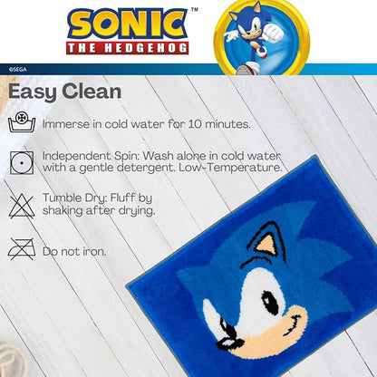 Sega Sonic The Hedgehog Gamer Kids Non Slip Poly Knit Plush Bathroom Mat Rug (Officially Licensed Product) By Franco