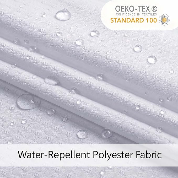 White Fabric Shower Curtain 78 Inch Length 1 Piece, Embossed Textured Waffle Cloth Shower Curtains for Bathroom Modern Hotel Spa, Water Resistant Machine Washable, 72Wx78L Inches