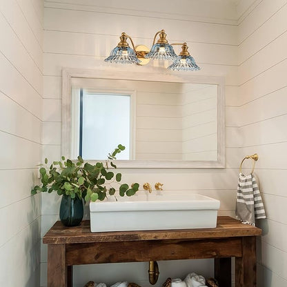 Brass Grey Blue 3 Light Vanity Light