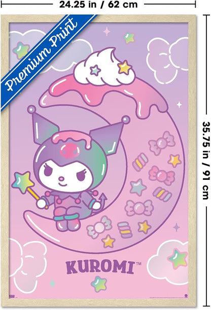 Hello Kitty and Friends: 24 Dreamland - Kuromi Wall Poster, 34L" x 22.4W", Blonde Framed Version