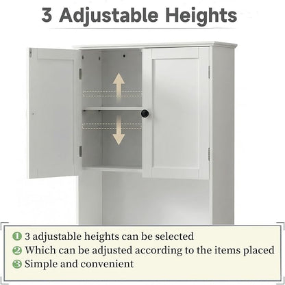 Bathroom Wall Cabinet, White 30" x 24" Wall Mounted Medicine Cabinet, Over Toilet Storage Hanging Cabinet Adjustable Shelves Cupboard with Large Space for Laundry Room, Bedroom, Kitchen, Entryway