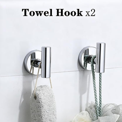 4-Piece Polished Chrome Bathroom Hardware Set - Toilet Paper Holder and Hand Towel Holder, Towel Ring Wall Mounted, Stainless Steel Accessories Set - Silver