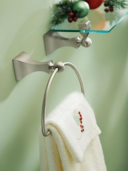 Moen Retreat Collection Brushed Nickel Bathroom Hand Towel Ring with Wall Mount Hardware, DN8386BN (Pack of 2)